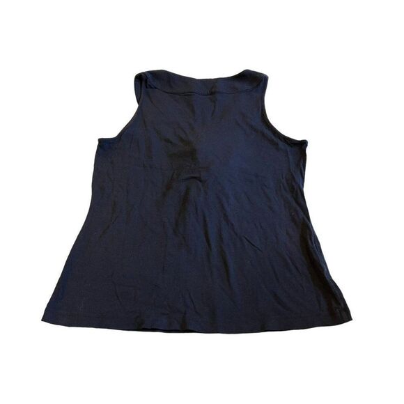 LOFT Womens Navy Blue Sleeveless Floral Embroidered Collar Bow Medium Tank Top - Picture 6 of 6